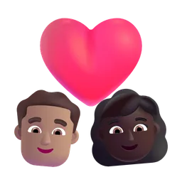 Couple With Heart - Man: Medium Skin Tone, Woman: Dark Skin Tone Microsoft 3D Fluent