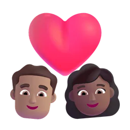 Couple With Heart - Man: Medium Skin Tone, Woman: Medium-Dark Skin Tone Microsoft 3D Fluent
