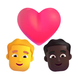 Couple With Heart - Man: No Skin Tone, Man: Dark Skin Tone Microsoft 3D Fluent