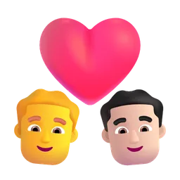 Couple With Heart - Man: No Skin Tone, Man: Light Skin Tone Microsoft 3D Fluent
