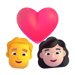 Couple With Heart - Man: No Skin Tone, Woman: Light Skin Tone Microsoft 3D Fluent