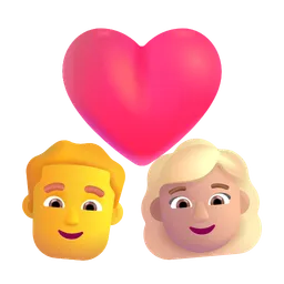 Couple With Heart - Man: No Skin Tone, Woman: Medium-Light Skin Tone Microsoft 3D Fluent