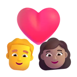Couple With Heart - Man: No Skin Tone, Woman: Medium Skin Tone Microsoft 3D Fluent