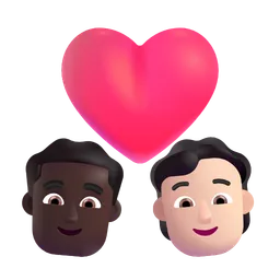 Couple With Heart: Man, Person, Dark Skin Tone, Light Skin Tone Microsoft 3D Fluent