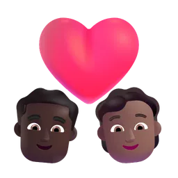 Couple With Heart: Man, Person, Dark Skin Tone, Medium-Dark Skin Tone Microsoft 3D Fluent