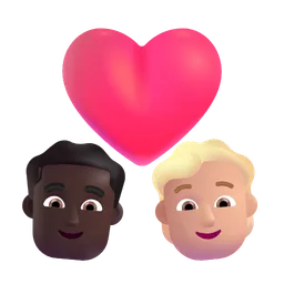 Couple With Heart: Man, Person, Dark Skin Tone, Medium-Light Skin Tone Microsoft 3D Fluent