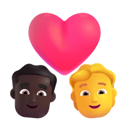 Couple With Heart: Man, Person, Dark Skin Tone, No Skin Tone Microsoft 3D Fluent