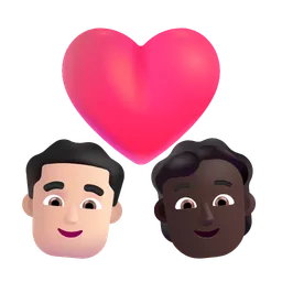 Couple With Heart: Man, Person, Light Skin Tone, Dark Skin Tone Microsoft 3D Fluent