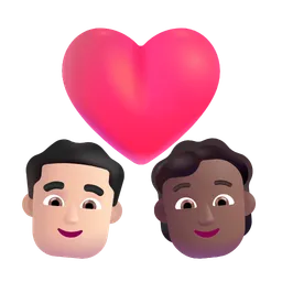 Couple With Heart: Man, Person, Light Skin Tone, Medium-Dark Skin Tone Microsoft 3D Fluent