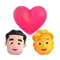 Couple With Heart: Man, Person, Light Skin Tone, No Skin Tone Microsoft 3D Fluent