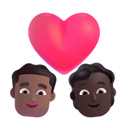 Couple With Heart: Man, Person, Medium-Dark Skin Tone, Dark Skin Tone Microsoft 3D Fluent