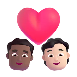 Couple With Heart: Man, Person, Medium-Dark Skin Tone, Light Skin Tone Microsoft 3D Fluent