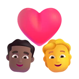 Couple With Heart: Man, Person, Medium-Dark Skin Tone, No Skin Tone Microsoft 3D Fluent