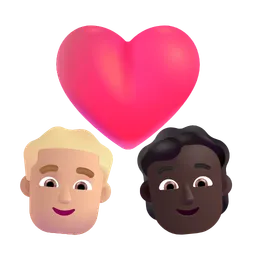 Couple With Heart: Man, Person, Medium-Light Skin Tone, Dark Skin Tone Microsoft 3D Fluent