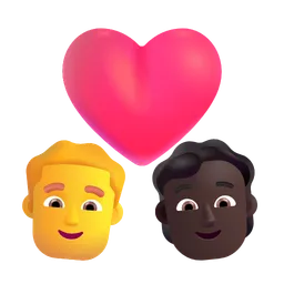 Couple With Heart: Man, Person, No Skin Tone, Dark Skin Tone Microsoft 3D Fluent