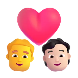 Couple With Heart: Man, Person, No Skin Tone, Light Skin Tone Microsoft 3D Fluent