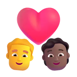 Couple With Heart: Man, Person, No Skin Tone, Medium-Dark Skin Tone Microsoft 3D Fluent