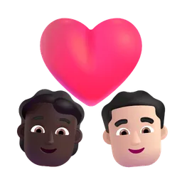 Couple With Heart: Person, Man, Dark Skin Tone, Light Skin Tone Microsoft 3D Fluent