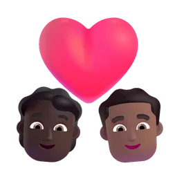 Couple With Heart: Person, Man, Dark Skin Tone, Medium-Dark Skin Tone Microsoft 3D Fluent