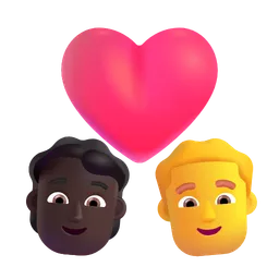 Couple With Heart: Person, Man, Dark Skin Tone, No Skin Tone Microsoft 3D Fluent