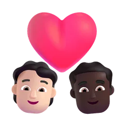 Couple With Heart: Person, Man, Light Skin Tone, Dark Skin Tone Microsoft 3D Fluent
