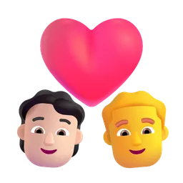 Couple With Heart: Person, Man, Light Skin Tone, No Skin Tone Microsoft 3D Fluent