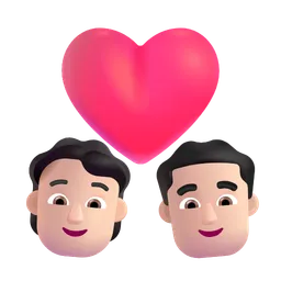 하트가 있는 커플: 사람, 남자, 밝은 피부 톤 Microsoft 3D Fluent