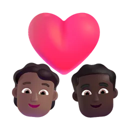 Couple With Heart: Person, Man, Medium-Dark Skin Tone, Dark Skin Tone Microsoft 3D Fluent