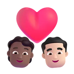 Couple With Heart: Person, Man, Medium-Dark Skin Tone, Light Skin Tone Microsoft 3D Fluent