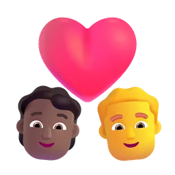 Couple With Heart: Person, Man, Medium-Dark Skin Tone, No Skin Tone Microsoft 3D Fluent