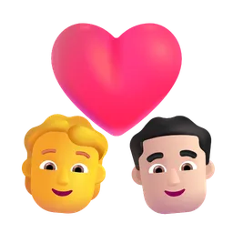 Couple With Heart: Person, Man, No Skin Tone, Light Skin Tone Microsoft 3D Fluent