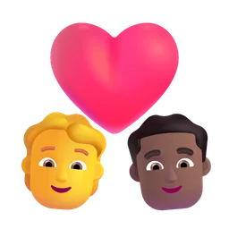 Couple With Heart: Person, Man, No Skin Tone, Medium-Dark Skin Tone Microsoft 3D Fluent