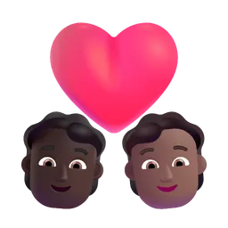 Couple with Heart: Person, Person, Dark Skin Tone, Medium-Dark Skin Tone Microsoft 3D Fluent