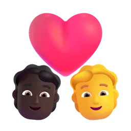 Couple With Heart: Person, Person, Dark Skin Tone, No Skin Tone Microsoft 3D Fluent