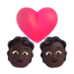 Couple With Heart: Person, Person, Dark Skin Tone Microsoft 3D Fluent