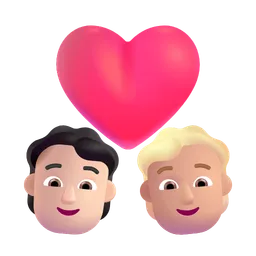 Couple with Heart: Person, Person, Light Skin Tone, Medium-Light Skin Tone Microsoft 3D Fluent