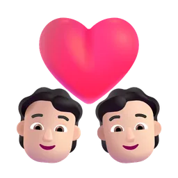 하트가 있는 커플: 사람, 사람, 밝은 피부 톤 Microsoft 3D Fluent