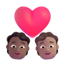 Couple with Heart: Person, Person, Medium-Dark Skin Tone, Medium Skin Tone Microsoft 3D Fluent