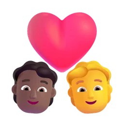 Couple With Heart: Person, Person, Medium-Dark Skin Tone, No Skin Tone Microsoft 3D Fluent