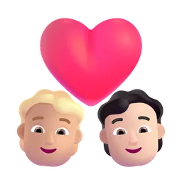 Couple with Heart: Person, Person, Medium-Light Skin Tone, Light Skin Tone Microsoft 3D Fluent