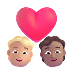 Couple with Heart: Person, Person, Medium-Light Skin Tone, Medium Skin Tone Microsoft 3D Fluent