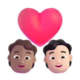 Couple with Heart: Person, Person, Medium Skin Tone, Light Skin Tone Microsoft 3D Fluent
