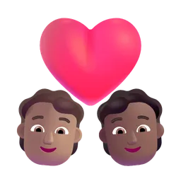 Couple with Heart: Person, Person, Medium Skin Tone, Medium-Dark Skin Tone Microsoft 3D Fluent