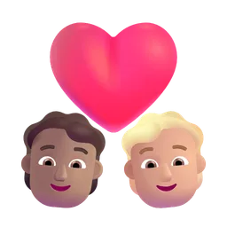 Couple with Heart: Person, Person, Medium Skin Tone, Medium-Light Skin Tone Microsoft 3D Fluent