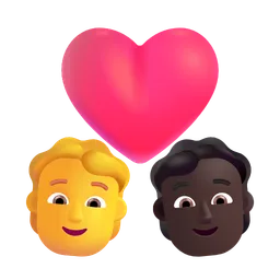 Couple With Heart: Person, Person, No Skin Tone, Dark Skin Tone Microsoft 3D Fluent