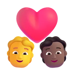 Couple With Heart: Person, Person, No Skin Tone, Medium-Dark Skin Tone Microsoft 3D Fluent
