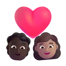 Couple With Heart: Person, Woman, Dark Skin Tone, Medium Skin Tone Microsoft 3D Fluent