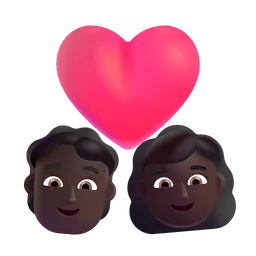 Couple With Heart: Person, Woman, Dark Skin Tone Microsoft 3D Fluent