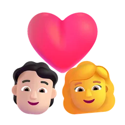 하트가 있는 커플: 사람, 여자, 밝은 피부 톤, 피부 톤 없음 Microsoft 3D Fluent