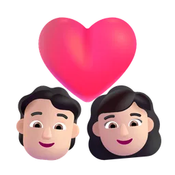 Couple With Heart: Person, Woman, Light Skin Tone Microsoft 3D Fluent